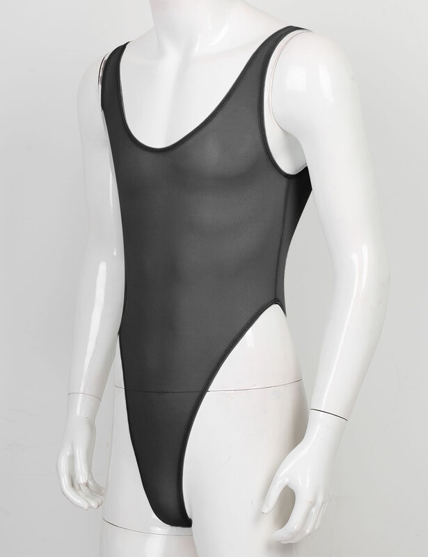 ชุดว่ายน้ำ Bodysuit Leotard เสื้อกล้ามชุดชั้นในดูผ่านลึก U ชุดชั้นในเซ็กซี่สูงตัด Thongs Jumpsuit ชุดนอน