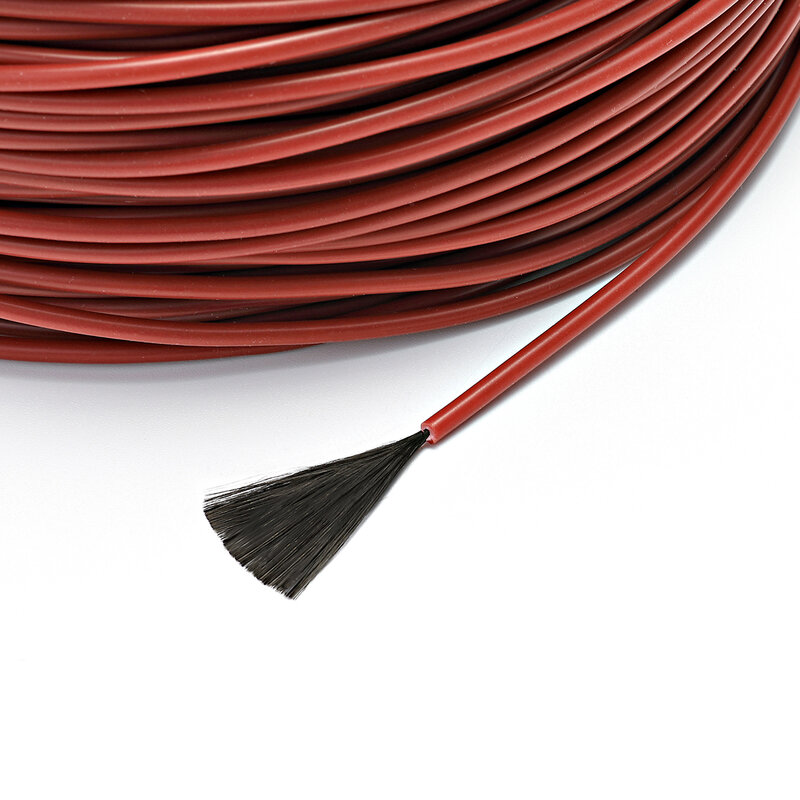 Cable calefactor de fibra de carbono, termostato de habitación de piso cálido, infrarrojo lejano, goma de silicona roja