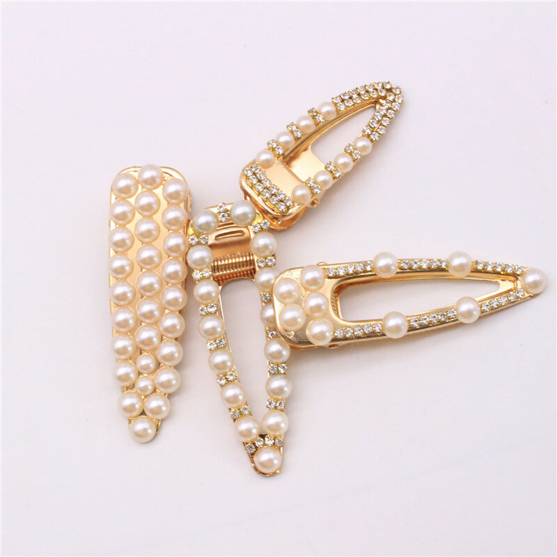 Ins Corea horquilla con perlas moda flequillo Simple horquilla Duckbill accesorios para el cabello