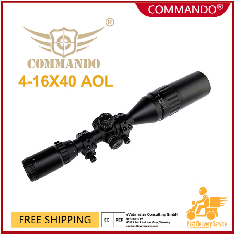 COMMANDO-mira óptica Glock 4-16X40 AOL, punto rojo 4-32Tactical, Airsoft, HD, Arma de caza, visión nocturna, mira telescópica