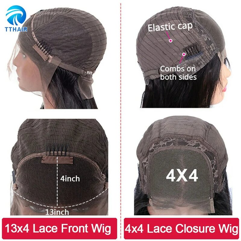 Peruca frontal de onda profunda lace perucas de cabelo humano para mulheres negras 13x4 frente 4x4 fechamento peruca peruana cabelo remy 150