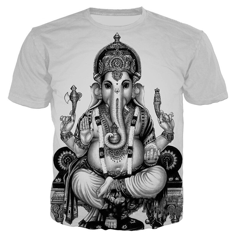Ganesha – T-shirt surdimensionné pour hommes et femmes, Streetwear, mode décontractée, Hindu, dieu de la sagesse, imprimé en 3D, Harajuku