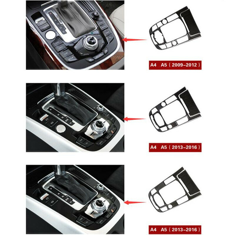 Car Styling rama nawigacji konsoli z włókna węglowego wykończenie panelu CD dla Audi A4 B8 wnętrze zmiany biegów dekoracyjny pokrowiec naklejki