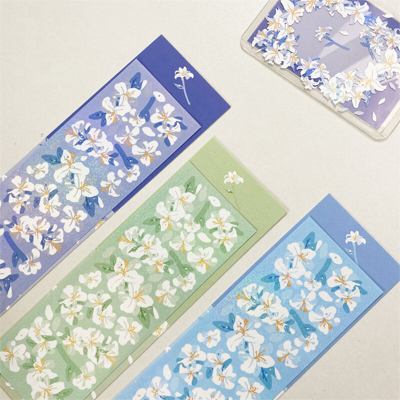 한국 백합 스티커 레이저 귀여운 장식 DIY 재료 스티커 스타 쫓는 작은 카드 뻐꾸기 스티커 방수 플래시