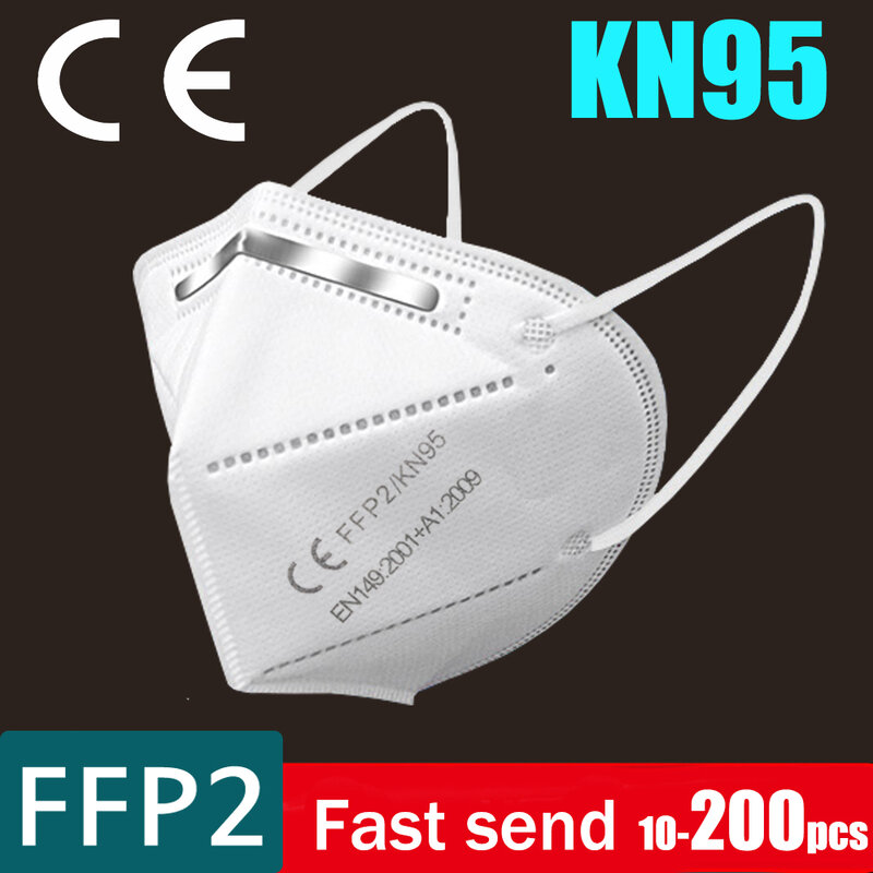 Mascarilla KN95 de 5 capas con filtro CE, máscara facial antipolvo PM2.5, antigripal, protección Personal para el cuidado de la salud, FFP2, 40 unidades
