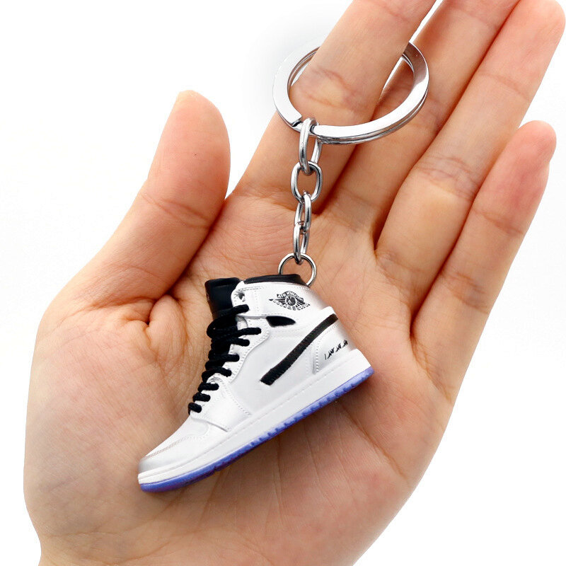 Moda mini marca de ar tênis chaveiro modelo sapatos chaveiro menino masculino mochila pingente chave do carro acessórios venda quente jóias presente