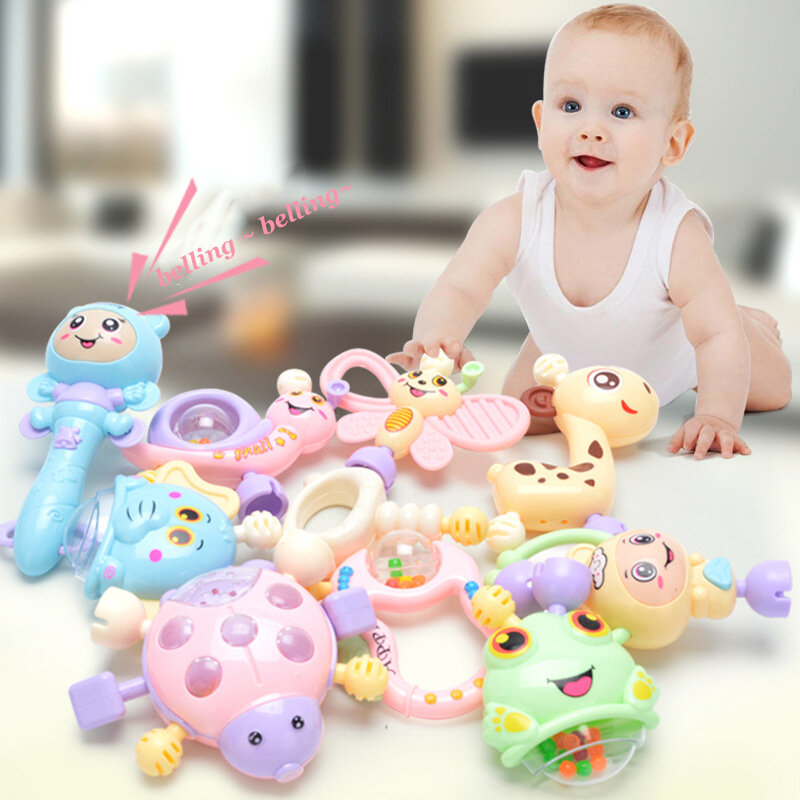 Conjunto de brinquedos montessori, 6 peças/conjunto, berço educacional, brinquedo para meninas, chocalho infantil, 6 peças