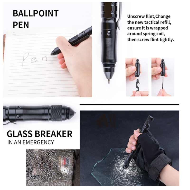 Многофункциональная тактическая ручка, держатель для телефона, тактическая ручка для самозащиты, ручка для сенсорного экрана, инструмент д...