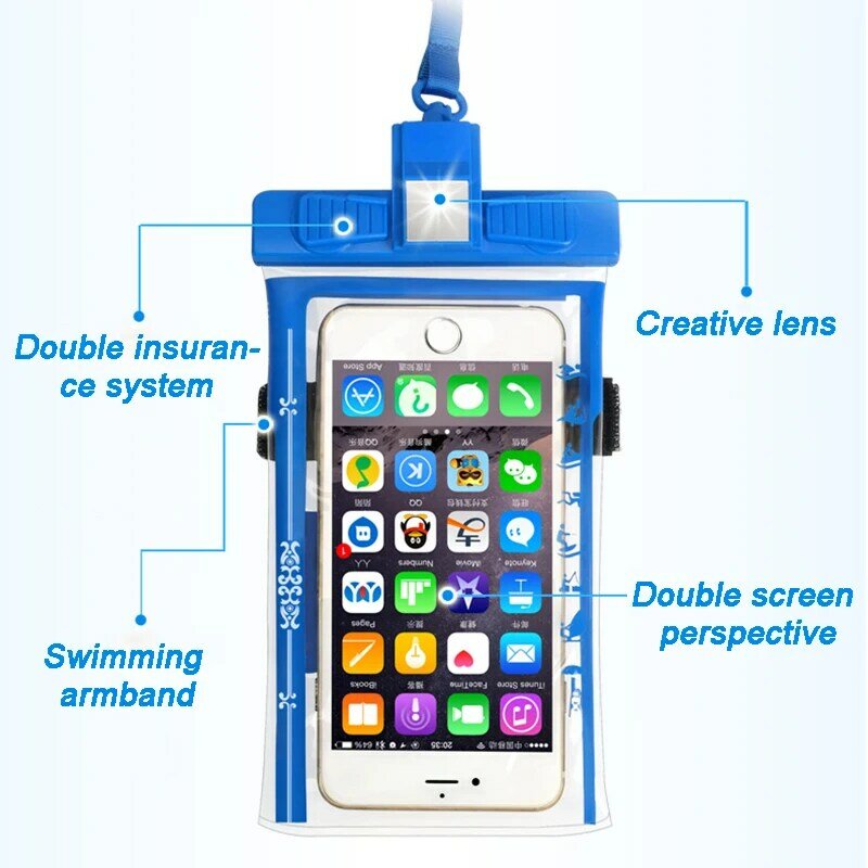 La deriva de natación teléfono bolsa resistente al agua bajo agua cubierta de la caja protectora móvil bolsa resistente al agua para teléfono