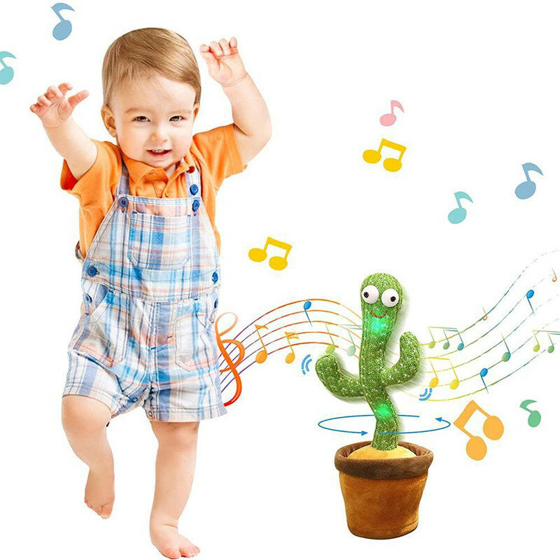 Juguete de peluche de Cactus, canto eléctrico, 120 canciones, baile y torsión, grabación luminosa, aprendizaje de hablar, juguete de peluche giratorio