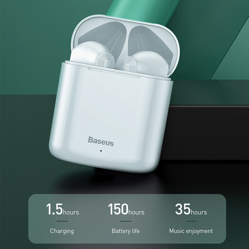 Baseus-bezprzewodowe słuchawki Bluetooth W09 TWS, inteligentne sterowanie, słuchawki, dotykowe, dźwięk, smart connect, bas