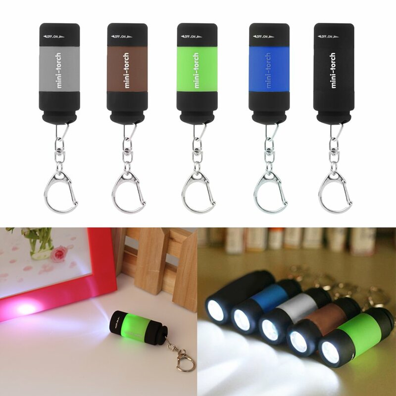 Gantungan Kunci Mini Senter Saku USB Isi Ulang Lampu LED Lampu Senter 0.3W 25LM Lampu Kemah Tahan Air Warna-warni Populer