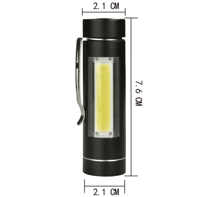 D5 알루미늄 방수 LED 손전등 토치 캠핑 라이트 14500 충전식 또는 AA 배터리 COB LED 전구, 충격 방지