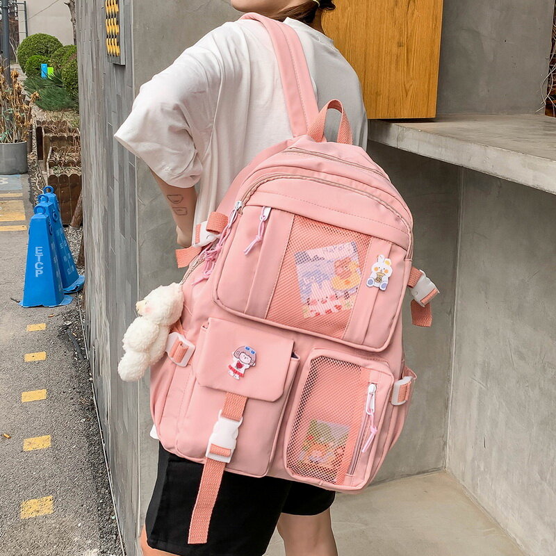 Mochila escolar japonesa para chicas adolescentes, morral Kawaii con múltiples bolsillos, 2022