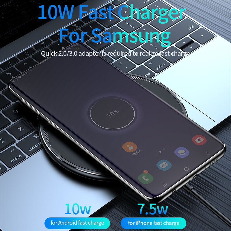KUULAA – chargeur sans fil Qi pour iPhone 13 12 11 Pro X XR XS Max 10W, charge rapide sans fil pour Samsung S10 S9 S8, coussinet de chargement USB
