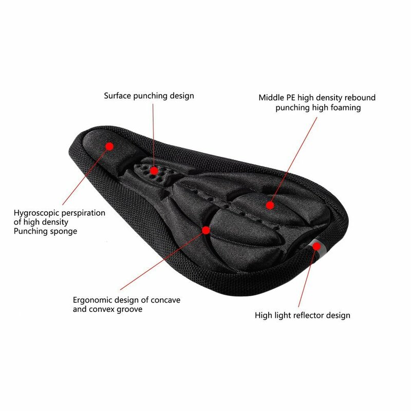 MTB Mountain Bike Cycling Thickened Extra Comfort Ultra Soft Silicone 3D Gel Bike Pad Cushion Cover Bicycle Saddle Seat 4 Colors