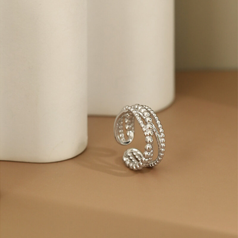 F.i.n.s puro 925 anel de prata esterlina cruz multi-camadas aberto afirmação frisado anel feminino dedo prata 925 anéis jóias
