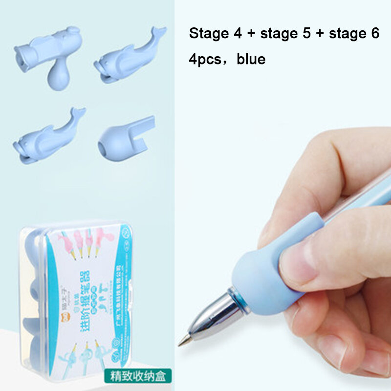 Ushare 4 szt. Pojemnik na ołówki Siliconce Safety Pen Grip zestaw dla dzieci nauka piśmienne dzieci pisanie przewodnik pisanie i korekta