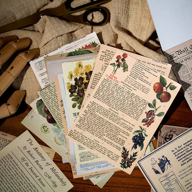 60 teile/paket Vintage Stil Material Papier für Scrapbooking Deco Junk Journal DIY Kreative Schreibwaren Dekoration Papier