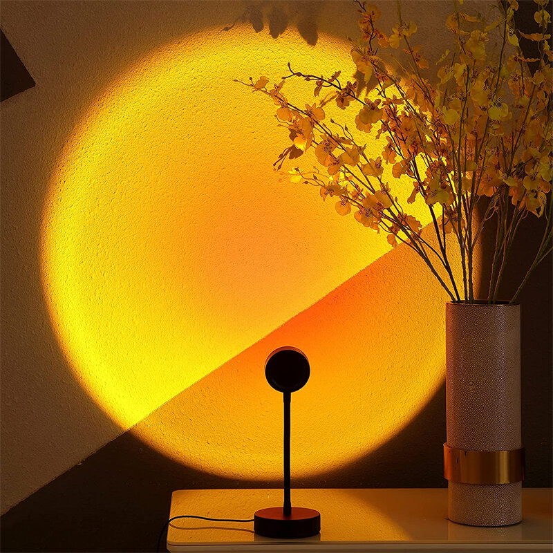 Projecteur de soleil rouge arc-en-ciel USB, veilleuse, lampe de bureau pour chambre à coucher, Bar, café, éclairage mural