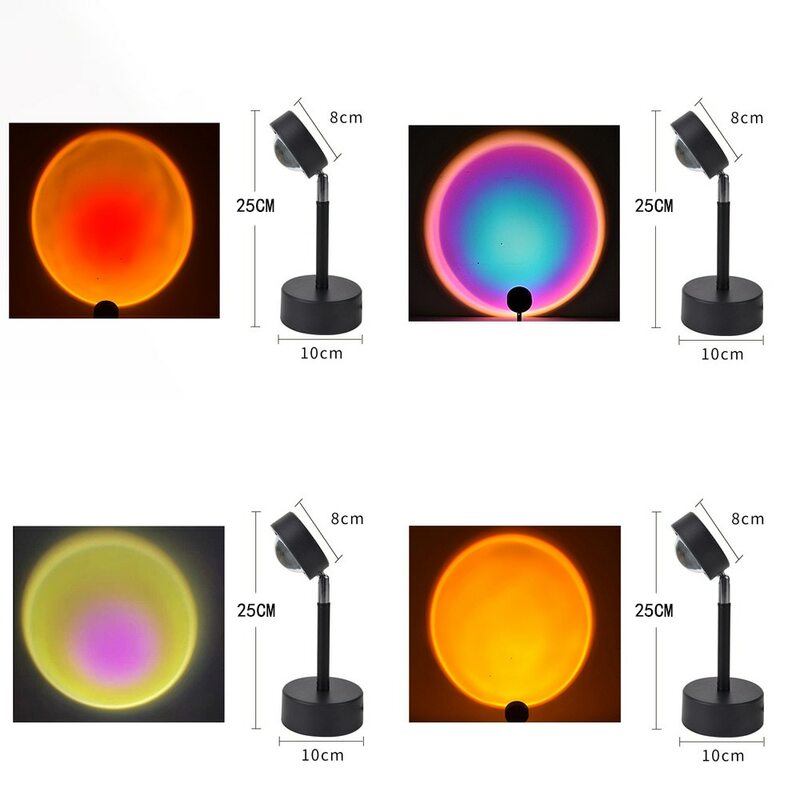 Đèn LED USB Cầu Vồng Hoàng Hôn Đỏ Đèn Mặt Trời Máy Chiếu Đèn Ngủ Để Bàn Cho Phòng Ngủ Thanh Quán Cà Phê Treo Tường Dcoration Chiếu Sáng