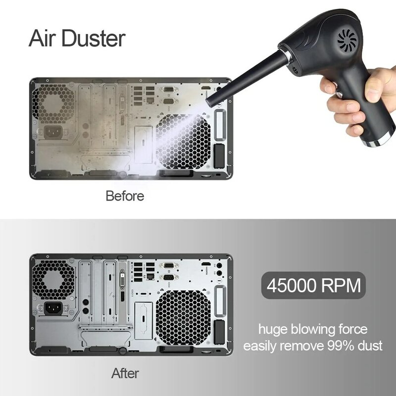 Cordless Air Duster For Computer Rechargeable Air Blower PC Cleaning Replaces Compressed Spray Gas Cans Cleaner