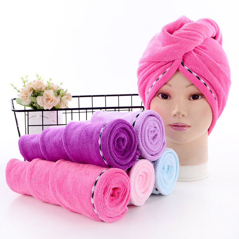 1 Pcs Magic Microfiber Bathing Quick Dry Hair Cap Turban Wrap Towel Hat Bathroom Cute Long Hair Hair-drying Shower Caps