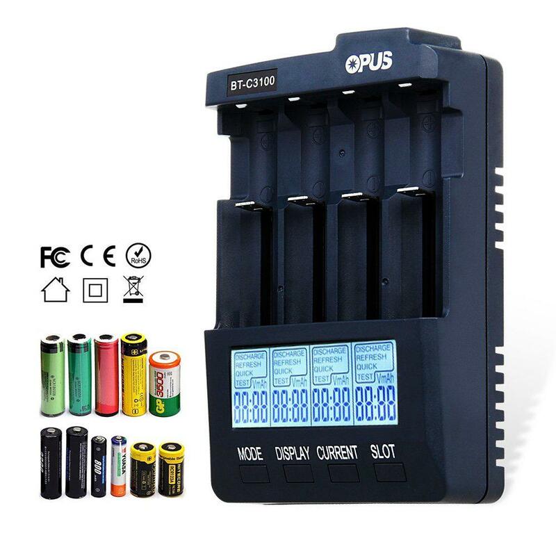 Зарядное устройство Opus BT-C3100 V2.2, цифровое интеллектуальное зарядное устройство для батарей 4 слота AA/AAA, ЖК-дисплей, Opus BT-C3100 V2.2 r57