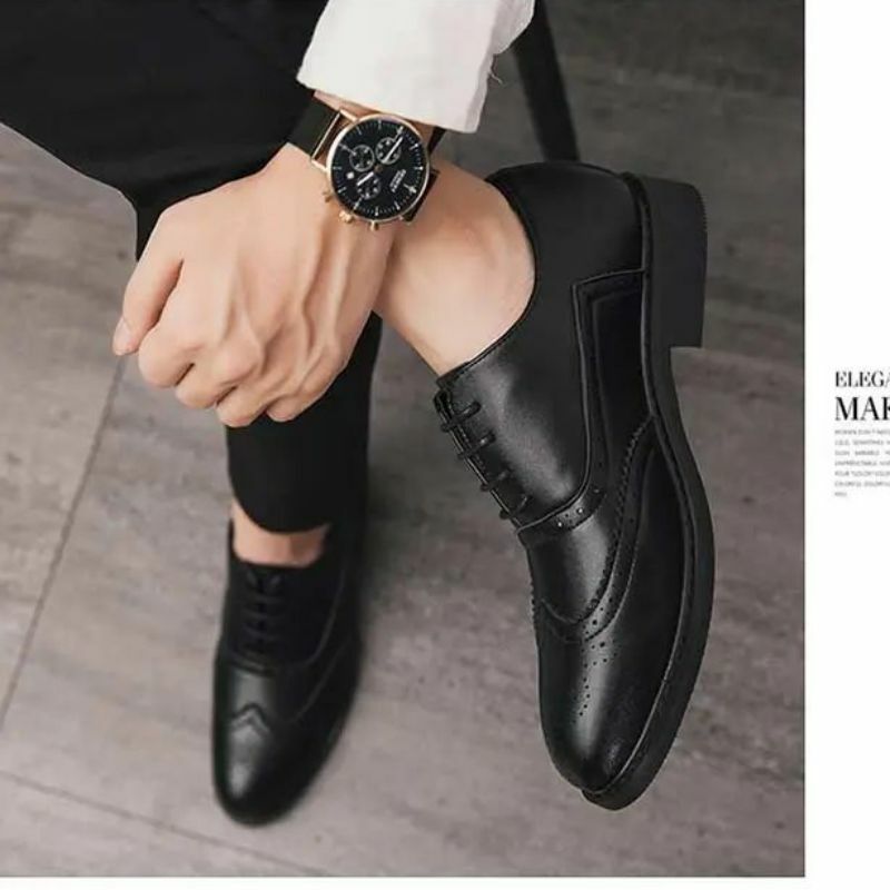 Buty akcentowe أحية بولوك oksfordzie Derby mężczyźni buty sukienka zasznurować PU skóra klasyczne wygodne przypadkowi buty do biura KE720