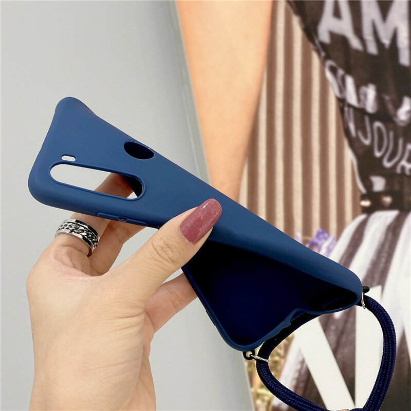 Strap Cord Chain Matte Soft Case For Xiaomi Poco M3 X2 M2 F2 Pro Pocophone F1 Case Carry Necklace Lanyard Cover Phone Shell