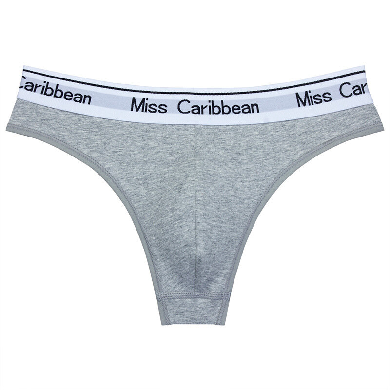 1 Piece Cotton Men's Underwear Sexy U-convex Sports Fitness Briefs Letter Waist Cotton Low-rise Seamless Thong