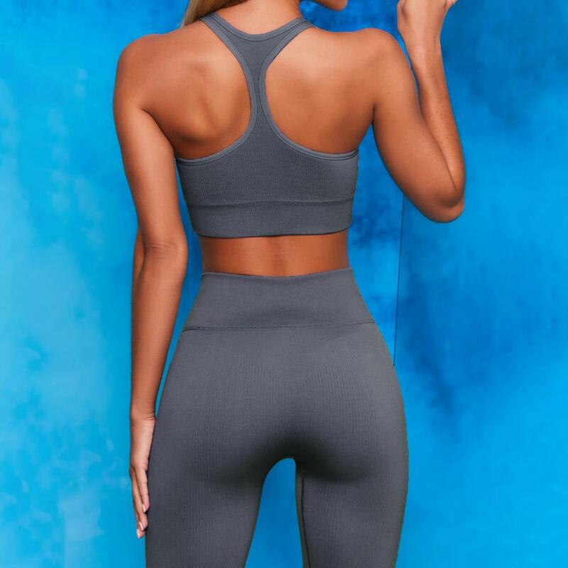 Set Yoga 2 Buah Pakaian Kebugaran Pakaian Gym Wanita Bra Olahraga Legging Mulus Pakaian Olahraga Seksi Celana Push Up Pakaian Olahraga Wanita