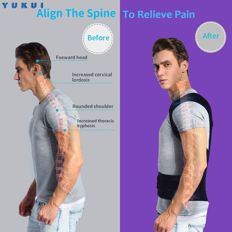 YUKUI-Corrector de postura de espalda Unisex, soporte de clavícula, entrenador de espalda ajustable encorvado y hundido, dolor de espalda
