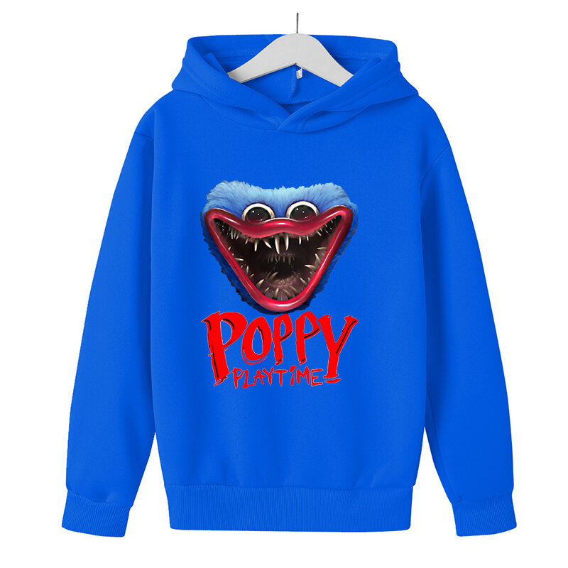 4-12y poppy playtime moletom hoodies horror jogo huggy wuggy desenhos animados streetwear meninos/meninas de grandes dimensões pulôver esportes topo autu
