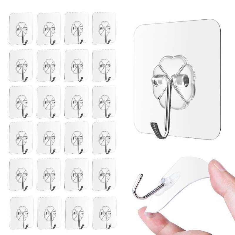 10Pcs Hooks Transparent Strong Self Adhesive Door Wall Hangers Hooks Suction Heavy Load Rack Cup Sucker for Bathroom Kitchen