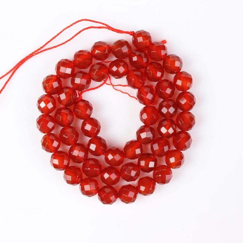Ágata vermelha natural 64 faceta pedra preciosa fina 6 8 10mm redonda solta grânulos acessórios para pulseira colar brinco diy jóias fazendo