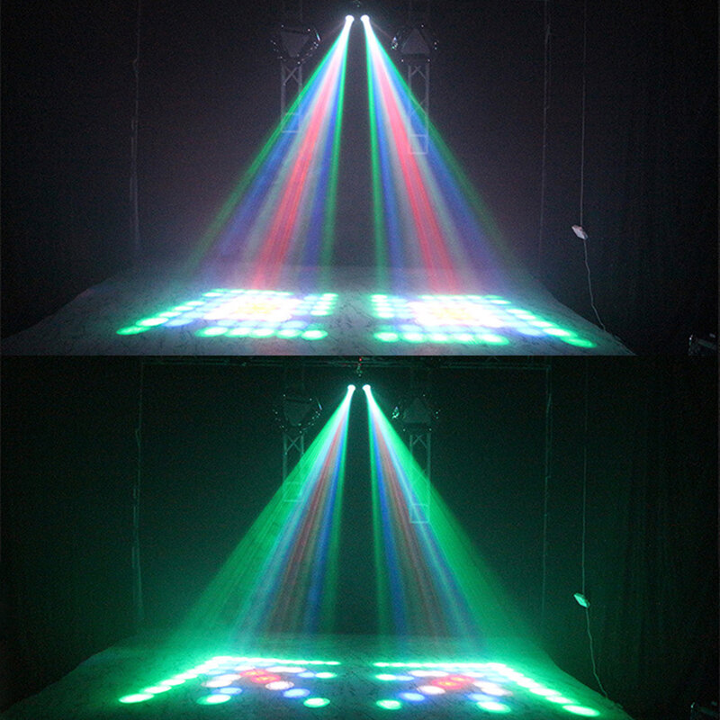 다채로운 20W RGBW 패턴 Led 무대 효과 조명 128/64LED 더블 헤드 비행선 프로젝터 램프 빛 DJ 디스코 파티 조명