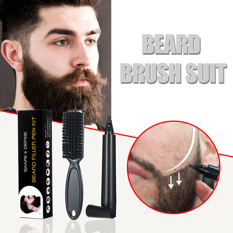 Kit de caneta de enchimento de barba à prova dwaterproof água barba caneta de rastreamento de barba