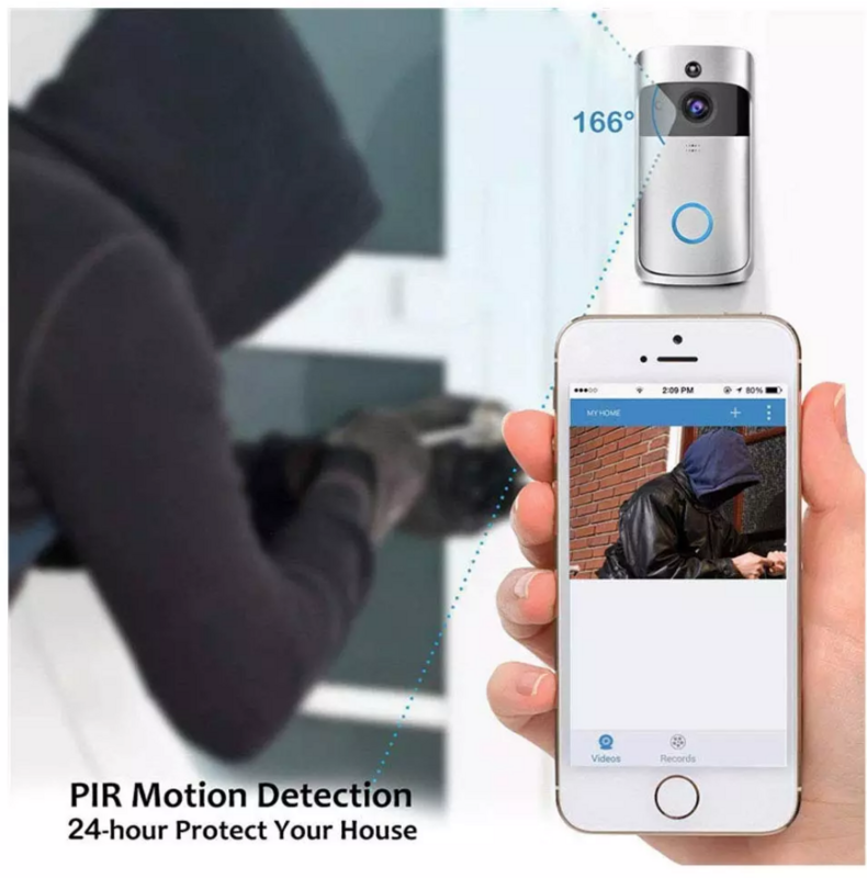 Zewnętrzny bezprzewodowy dzwonek WiFi wideodomofon mieszkaniowy Tuya inteligentny telefon domowy zdalna kamera Monitor drzwi antywłamaniowe Bell