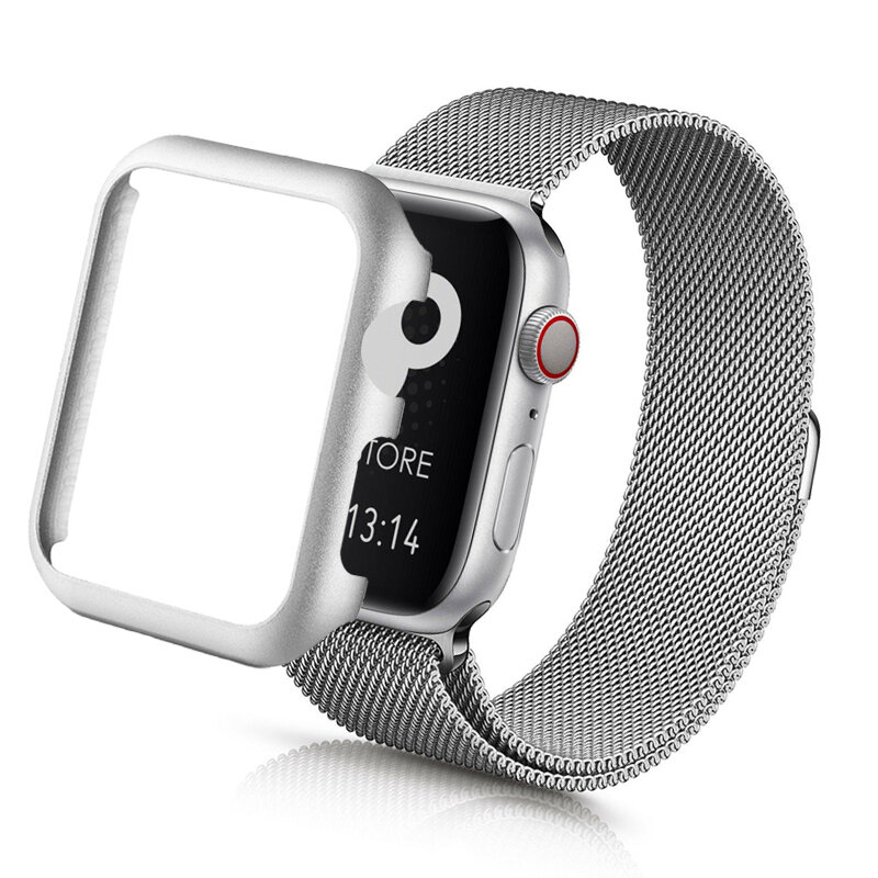 Beschermhoes Voor Apple Watch 7/Se/6/5/4/3/2 44Mm 40Mm 42mm 38Mm 45Mm 41Mm Iwatch Case Metal Shell Anti-Kras Metalen Frame