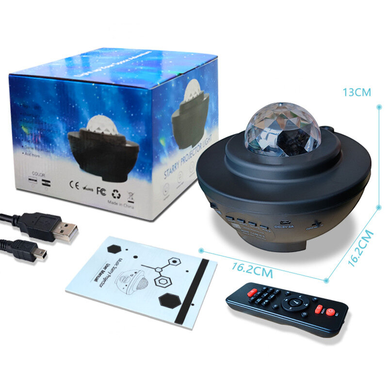 Projektor LED gwiazda lampka nocna Galaxy Ocean Wave gwiazda lampka nocna projektor z muzyką głośnik Bluetooth pilot dla dziecka