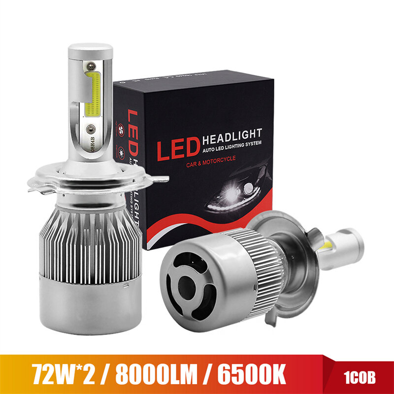 1 Pair Car Led Headlight Bulbs C6 H/L LED Car Lights H4 H13 9004 9007 Auto Headlamps 6500K 72W 12V 7200LM