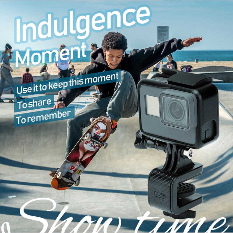 TELESIN Skateboard Surfbrett Halterung Clip 8mm-15mm für GoPro Hero 11 10 9 8 7 6 5 4 Insta360 Osmo Action Kamera Zubehör