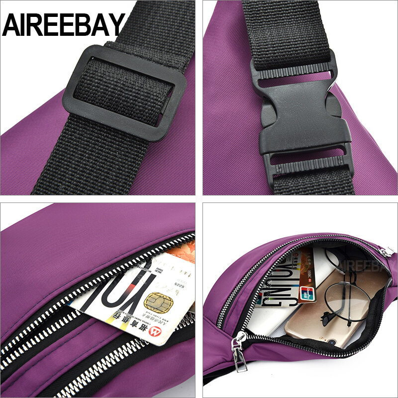 AIREEBAY 2020 여성을위한 새로운 패니 팩 방수 허리 가방 숙녀 패션 부랑자 여행 크로스 바디 가슴 가방 남여 엉덩이 가방