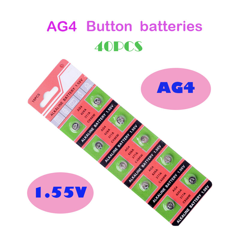 Cheap Sale AG4 1.55V  40Pcs 50mAh  AG 4 100% Original 377 SR626SW  SR626 V377 626 Watch Battery Button Coin Cell MADE IN CHINA