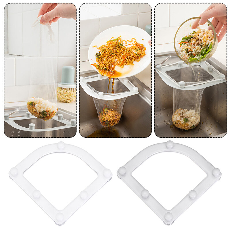 Multifunctional Triangle Drainage Rack Kitchen Sink Corner Filter Net Hanging Net Special Leftovers Filter With 30 Storage Bag