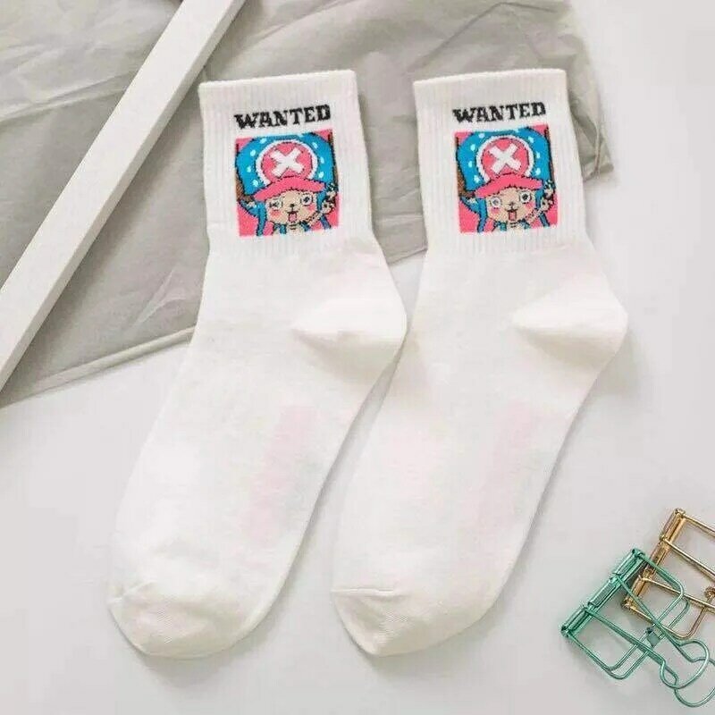 Носки женские цельнокроеные, повседневные Мягкие носки в стиле Луффи Чоппер, креативные хлопковые весенние модные милые носки для девочек
