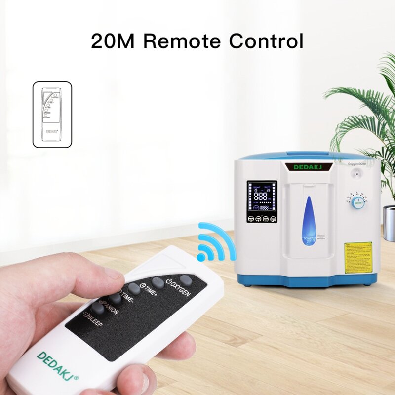 DEDAKJ – concentrateur d'oxygène Portable DE-1B, appareil de soins à domicile, 1L-7L, affichage LED HD, générateur d'oxygène