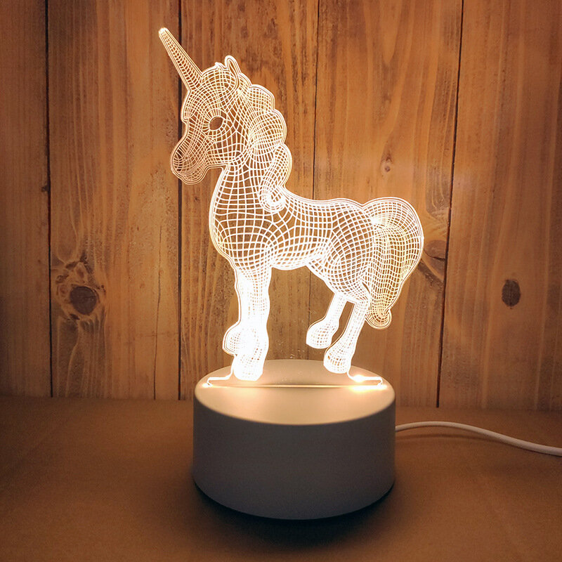Acrylic 3D LED Night Light Guitar Rose Heart Romantic Table Lamp Home Bedroom Decor Kids Xmas Birthday Gift