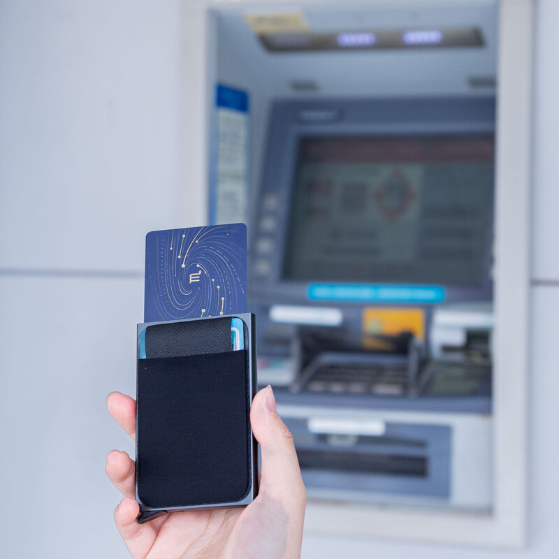 Sueea®Id titular do cartão de crédito porte carte fino alumínio metal organizador carteiras caso de bolso banco